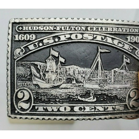 Hudson-Fulton Celebration 1609-1909 U.S Postage 2 Cents Solid Pewter Belt Buckle - Picture 3 of 10